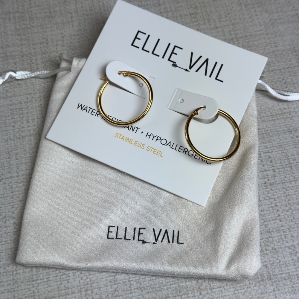 Ellie Vail Gold Plated Laurette Pierced Hoop Earrings